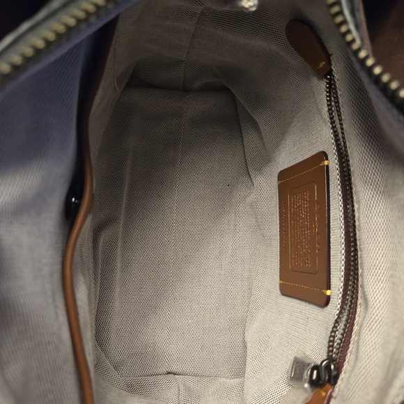 Coach Tea Rose Applique Metallic Gray Gunmetal Rogue 25 Satchel New W/o Tags - Picture 13 of 14